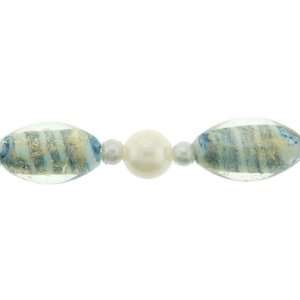   Lampwork Glass Beads Blue,Gold,White   7 Strand   9~15mm Jewelry