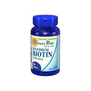   Maximum Biotin 7500 Mcg 50 Tablets 1 Bottle