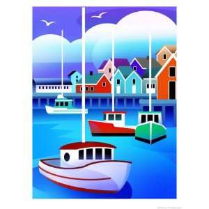  Harbor with Fishing Boats Giclee Poster Print, 24x32