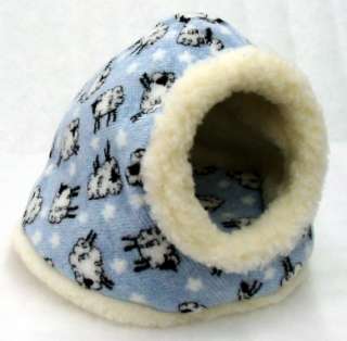 Hooded Igloo Beds for Dogs and Cats Blue Sheep Fur Lined in Fleece 