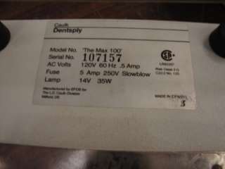 Dentsply Caulk The Max 100 Dental Curing Light working power supply 