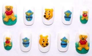 CLEARANCE Acrylic false Japanese nails tips WINNIE THE POOH 3D  