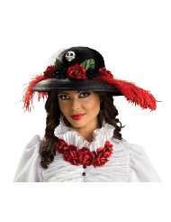 Rubies Black Day of the Dead Halloween Costume Skull Roses Hat