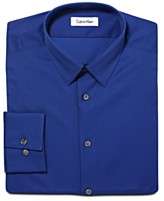   Klein Dress Shirt, Slim Fit No Iron STEEL Blue Solid Long Sleeve Shirt