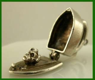   English Sterling Silver STEAM IRON Charm OPENS To DEVIL With FORK