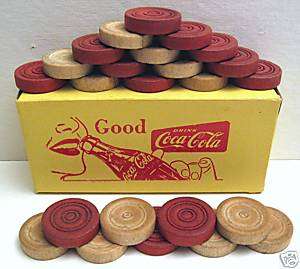 Coca Cola Checker Box Alox Wood Checkers Set Old Stock  