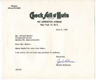   note on chock full of nuts letterhead signed in blue ballpoint pen