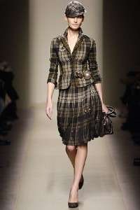 NWT $6400 Bottega Veneta rhinestone plaid skirt  40 4/6  