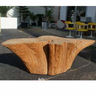 72 Unusual Cypress Wood Pedestal Coffee Table  
