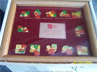 Coca Cola 12 SANTA PIN 50 YR Framed Box Set NIB LTD  