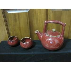  Ceramic Tea Set (Pitcher w/two cups) 