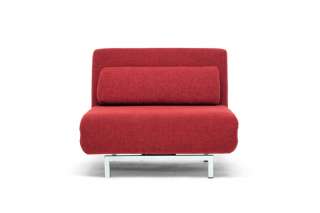 Modern Futon Red Fabric Convertible Chair Bed Lounge Futon Living Room 