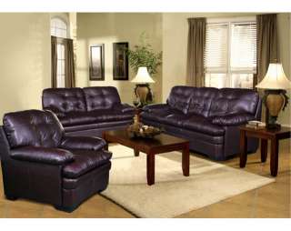 Contemporary Styled Sofa Loveseat Chair Couch 3 Pc Bonded Leather Set 