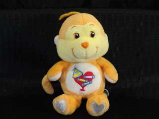 2002 8 Plush Care Bear Cousin Playful Heart Monkey Toy  