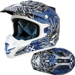   Z623 Technical Crossbones Full Face Helmet Large  Blue Automotive