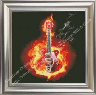 THE BURNING GUITAR counted cross stitch kit  