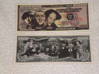 The Three Stooges Replica One Million Dollar Bill  