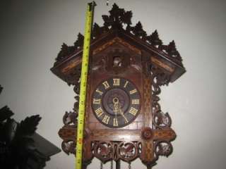 Beautiful Antique Cuckoo Clock German Made Fruit Wood  