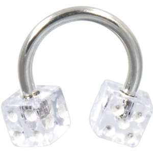  Horseshoe   Clear Dice Circular Barbell Jewelry