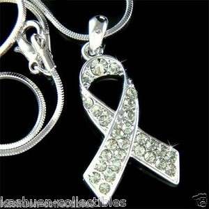   Crystal Gray ~Brain Cancer & Tumor Awareness Ribbon Pendant Necklace