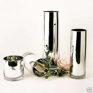 Lot of 6 5X5 Tall Mirrored Cylinder Vases  