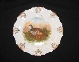 Hand Painted Quail Gold Scalloped Edge Decorative Plate  