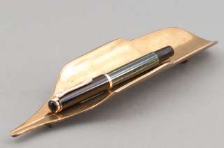 Huge fountain pen nib as desk pen tray polished brass  