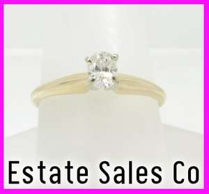 14kyg Oval Diamond Solitaire Engagement Ring .25ct 1/4 VS1  