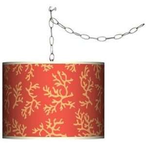    Tangerine Coral Swag Style Plug In Chandelier