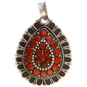 Coral Pendant   Sterling Silver