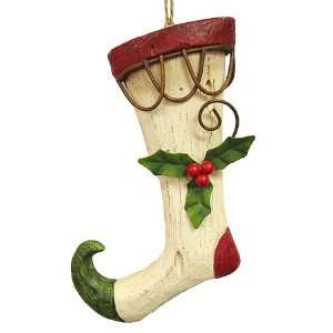  Country Folk Art Holly Berry Stocking Christmas Ornament 