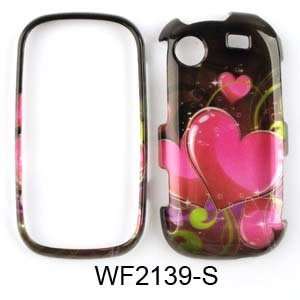 PHONE COVER FOR SAMSUNG MESSAGER TOUCH R630 R631 TRANS PINK HEARTS ON 