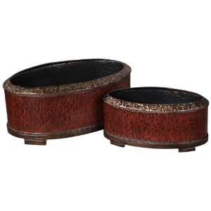   Set of 2 Uttermost Patala Crackle Cloth Iron Planters