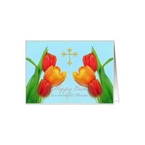 Tulips and Cross, Easter Card for Minister Card Health 