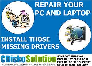   XP VISTA 7 REPAIR & RESTORE PC + INSTALL MISSING DRIVERS WITH FREE DVD