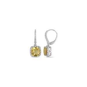   Silver Cushion Cut Citrine and 1/5 CT. T.W. citrine jewelry Jewelry