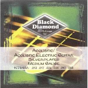 Black Diamond Acoustic/Acoustic Electric Guitar Silverplated Wound 