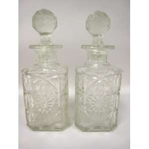  Pair of Pressed Glass Decanters
