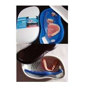  Denture Storage and Cleaning Kit COMBO (Amber and White 