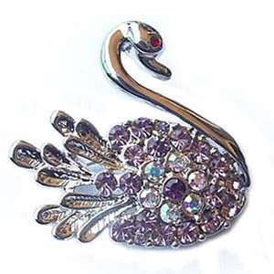  Platinum Plated Swarovski Crystal Swan Design Brooch/Pin Jewelry