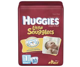   Diapers, Size 1, 80 Count (Pack of 2) Huggies Super Mega Diapers