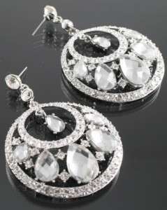 Silver Elegant Crystal Rhinestone Earrings NEW  