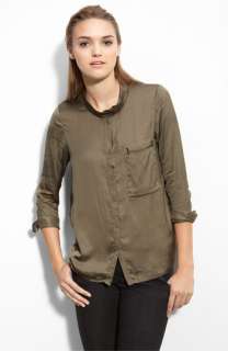 Helmut Lang Glassy Mandarin Collar Knit Shirt  