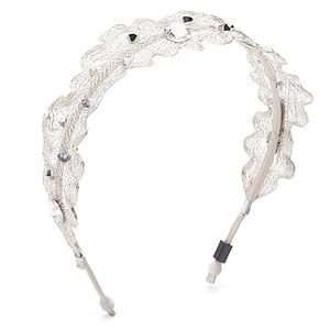  Colette Malouf Mesh Smoke Crystal Headband, Silver White 