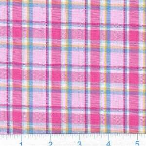   Yarn dyed Plaid Pink & Blue Fabric By The Yard Arts, Crafts & Sewing