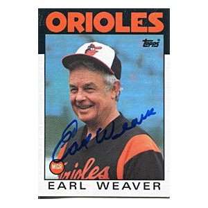 Earl Weaver Autographed/Signed 1986 Topps Card