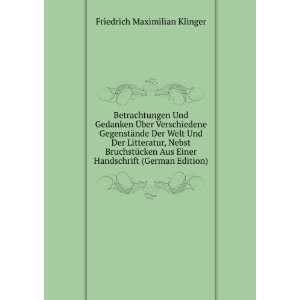   Handschrift (German Edition) Friedrich Maximilian Klinger Books