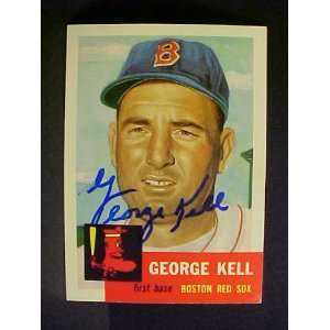 George Kell Boston Red Sox #138 1953 Topps Archives Signed Baseball 