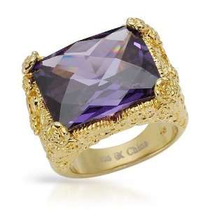 Kelly Stone Gold Plated Silver 24.95 CTW Cubic Zirconia Ladies Ring 