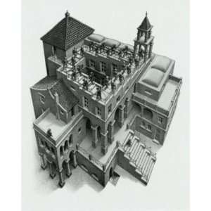  M.c. Escher   Ascending And Descending POSTER Canvas